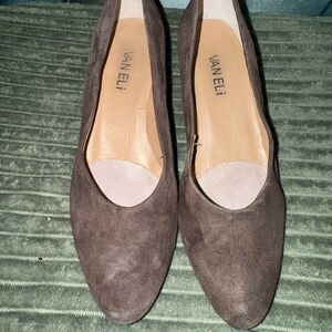 Vaneli Dark Brown Suede Heels